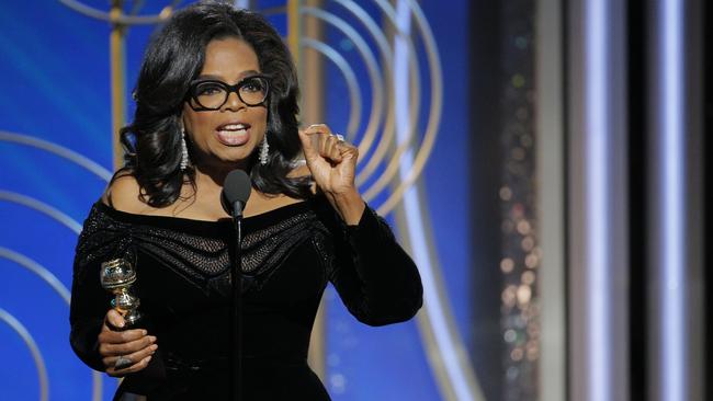 Oprah Winfrey accepts the 2018 Cecil B. DeMille Award at the 75th Annual Golden Globe Awards. Photo: Paul Drinkwater/NBCUniversal