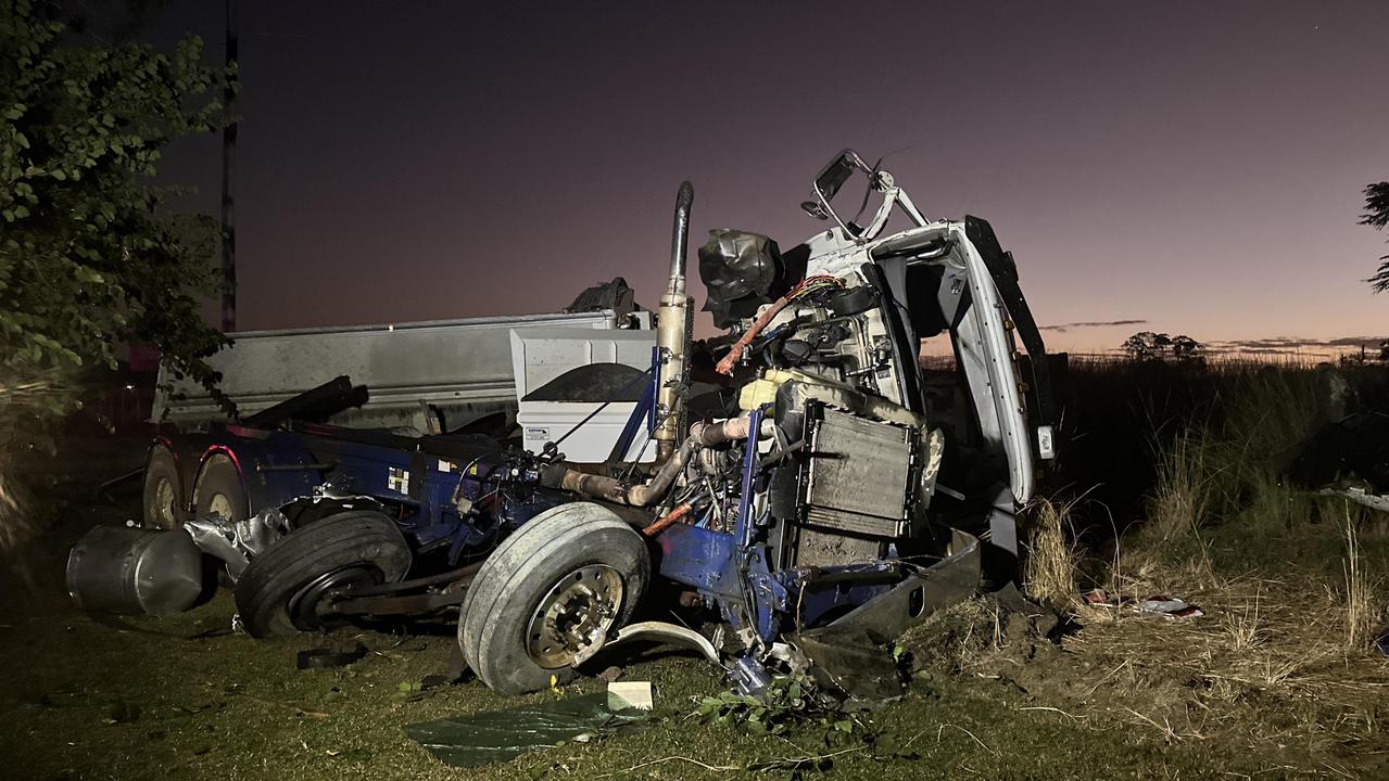 The truck rolled and struck a tree. Picture: Heidi Petith