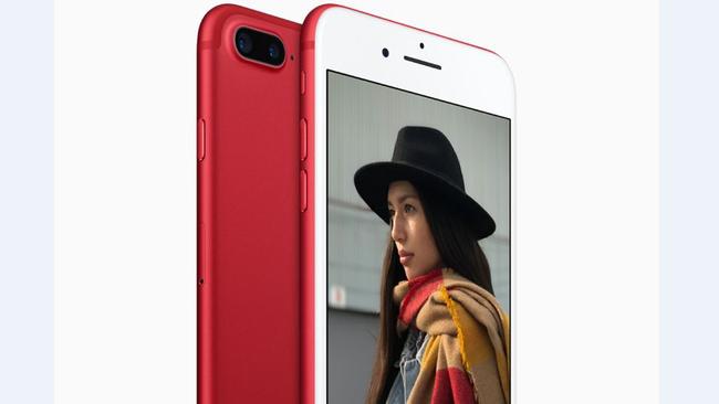 The (Product) Red version of the iPhone 7 features boldly coloured metal on its back. Picture: Apple