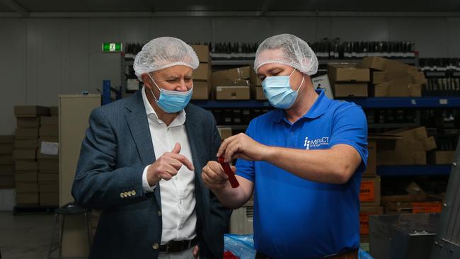 Anthony Albanese during a tour of Impact International with managing director Aleks Lajovic. Picture: Gaye Gerard