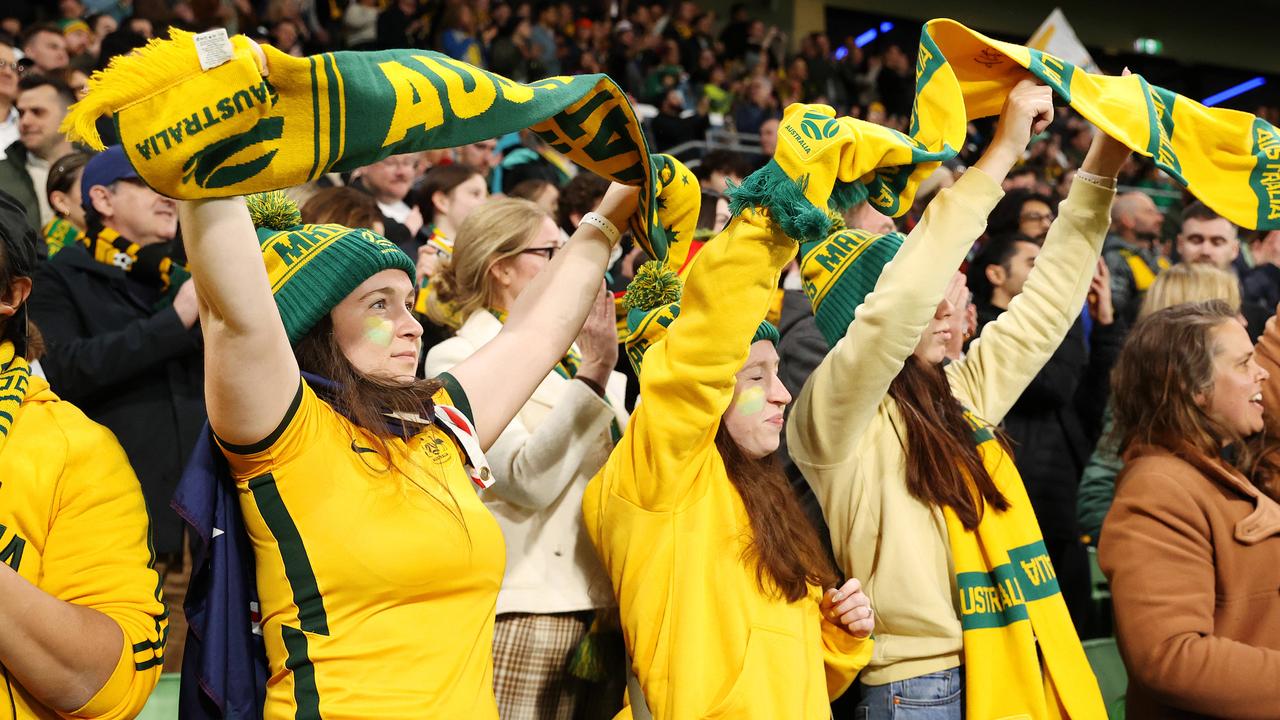 Fans are seen during the match at Melbourne Rectangular Stadium. Picture: Mark Stewart