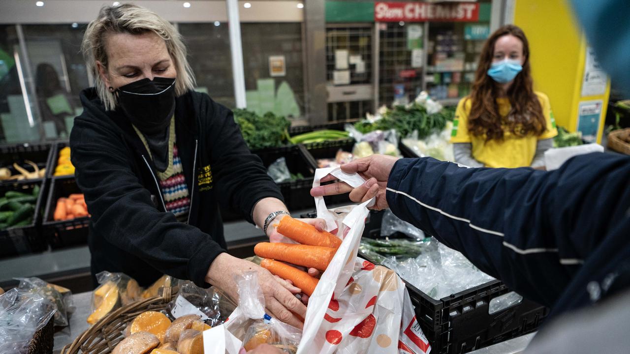 People shopping for groceries at the OzHarvest Market in Waterloo. Picture: Flavio Brancaleone/NCA NewsWire