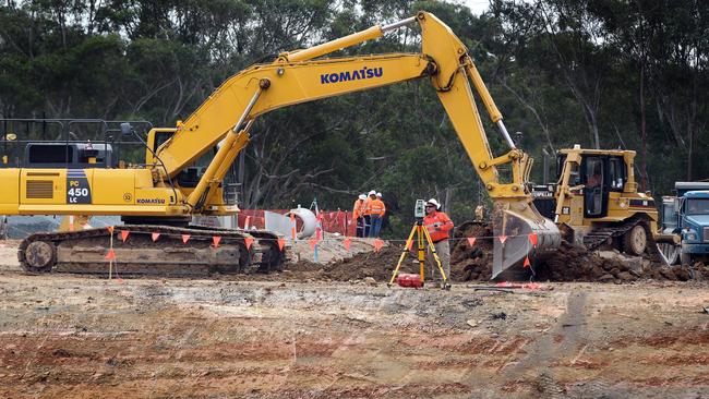 Light rail infrastructure construction at Southport.