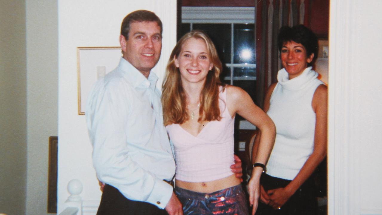 Prince Andrew and Virginia Giuffre, nee Roberts, aged 17, at Ghislaine Maxwell’s townhouse in London in 2001. Picture: Shutterstock