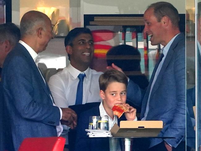 The Prince of Wales, Prime Minister Rishi Sunak and Prince George at the second Ashes Test. Picture: Mike Egerton/PA Images via Getty Images