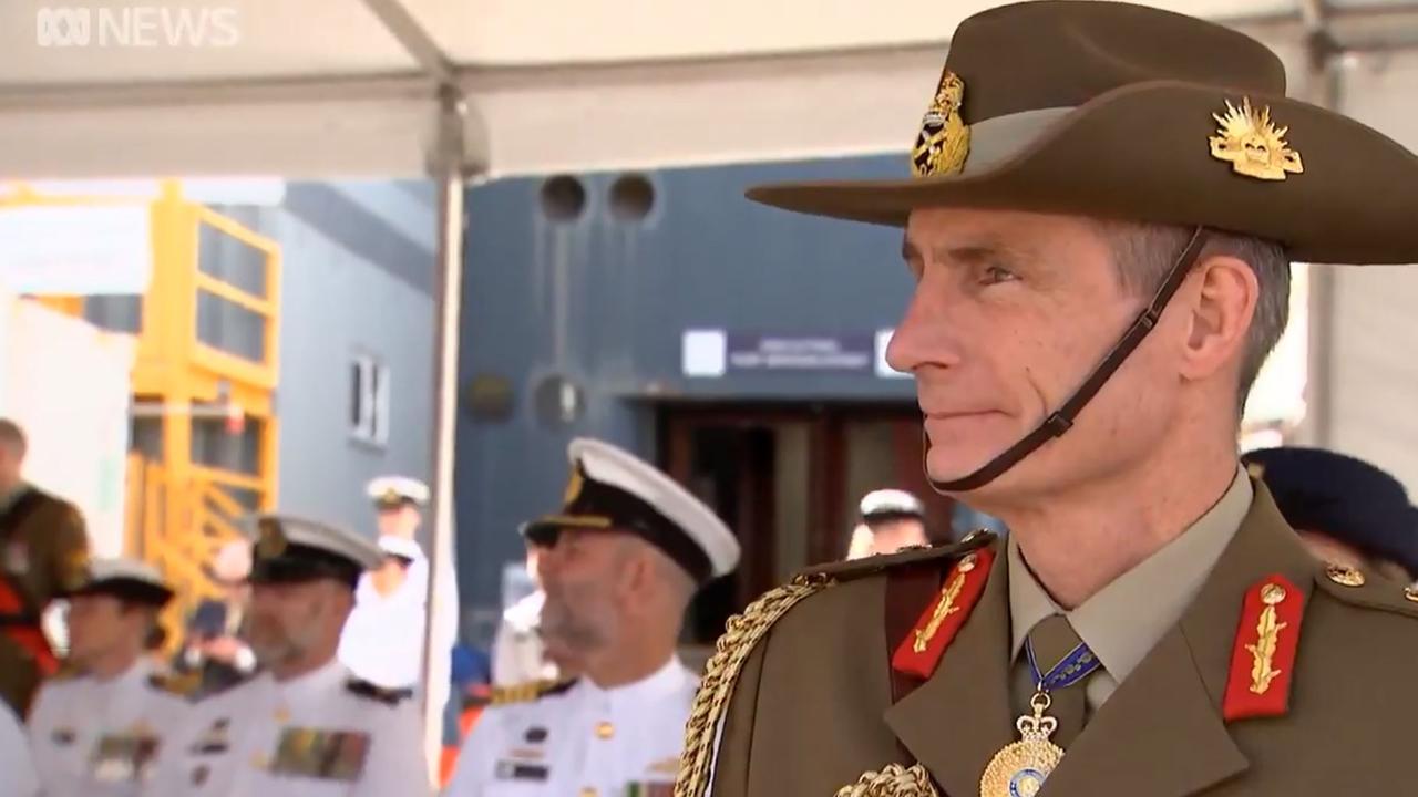 Defence force chief Angus Campbell was also in the ABC footage but not in the audience when the troupe performed.