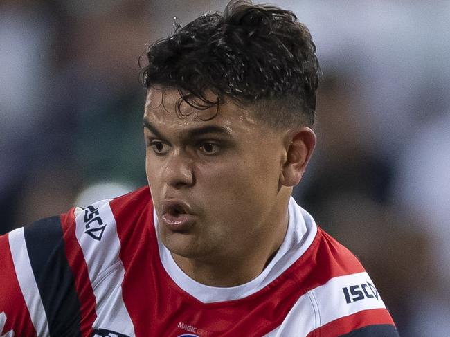 Latrell Mitchell of the Roosters during the 2019 NRL Grand Final between the Canberra Raiders and the Sydney Roosters at ANZ Stadium in Sydney, Sunday, October 6, 2019. (AAP Image/Craig Golding) NO ARCHIVING, EDITORIAL USE ONLY