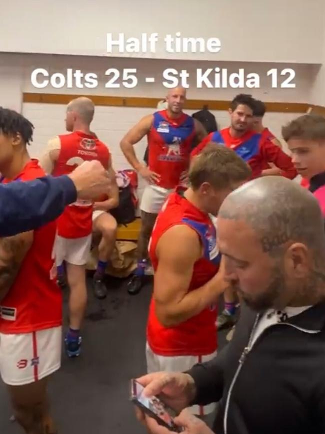 Toby Mitchell in the Port Melbourne Colts rooms.