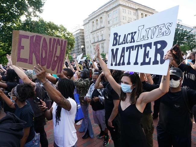 Demonstrators protest the death of George Floyd, near the White House. Picture: Mandel Ngan