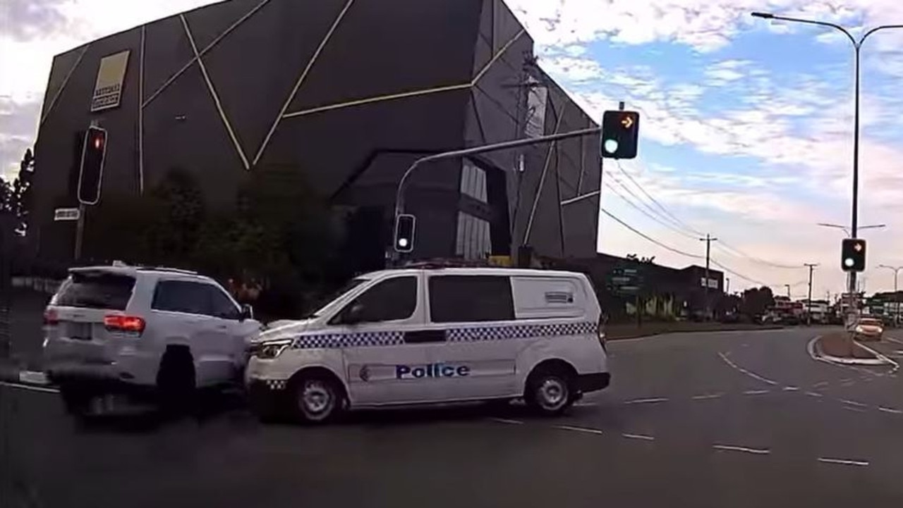 WATCH: Driver’s crazy close call with police van