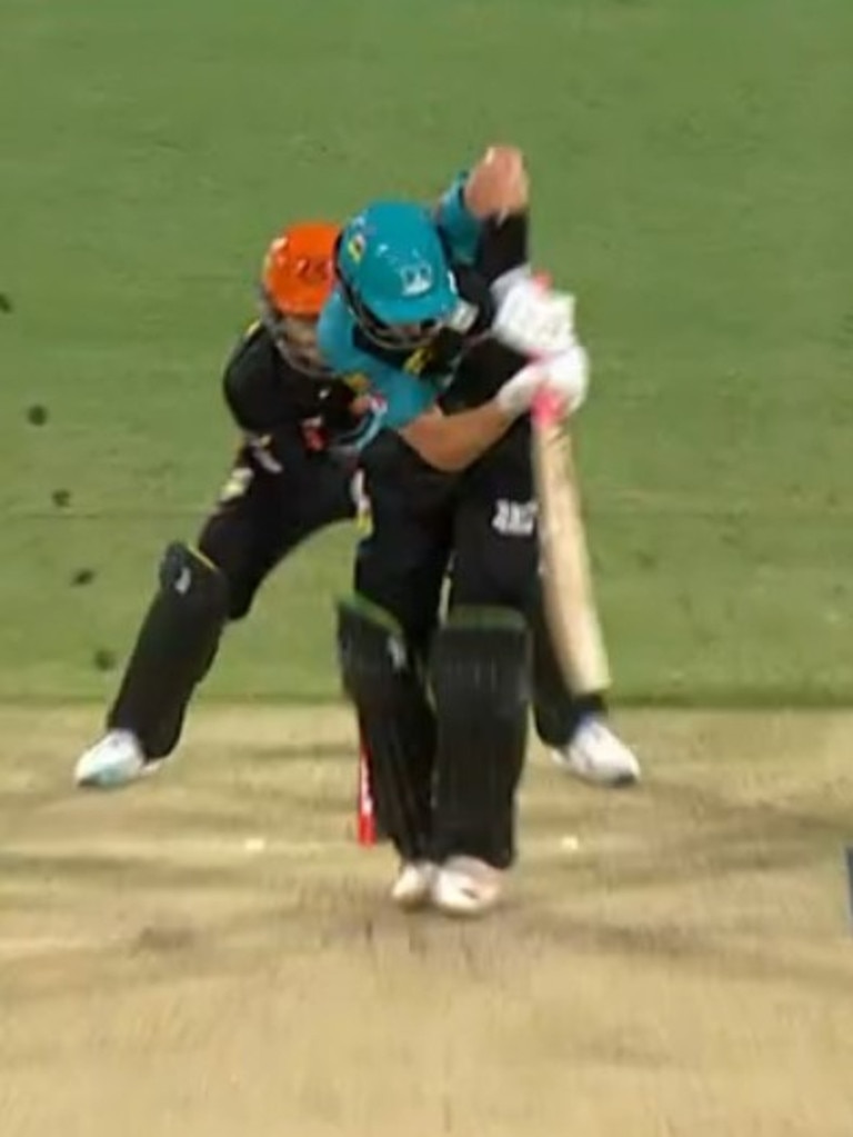 Over 9.6, Marnus hits a single to mid-wicket. Photo: Fox Sports