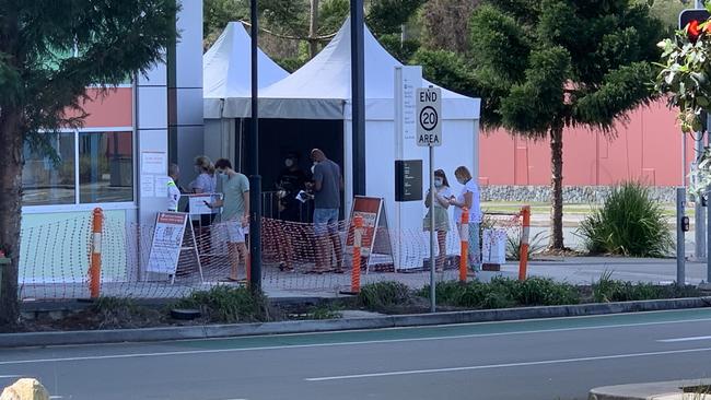 There is currently a two-hour wait and growing at the Gold Coast University Hospital testing clinic. Picture: Rosemary Ball.