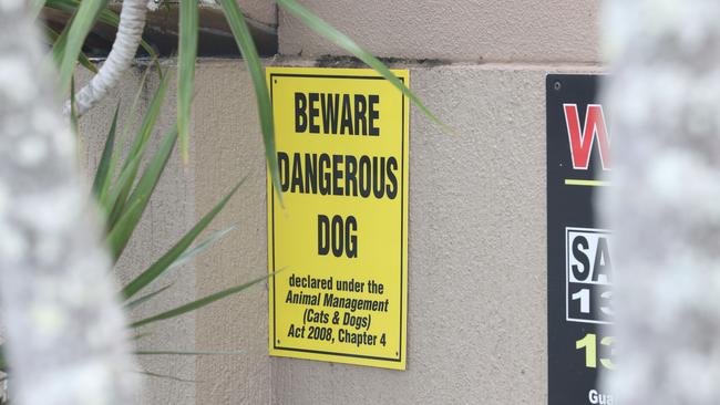 Photo of declared dangerous dog permit at the property. Photo by Richard Gosling