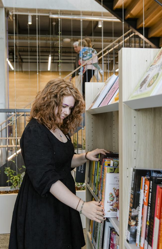 Holly Mirams is a library officer with Geelong Regional Libraries and lives in Highton, a suburb she loves for its convenient proximity to the CBD and open spaces. Picture: Monika Berry