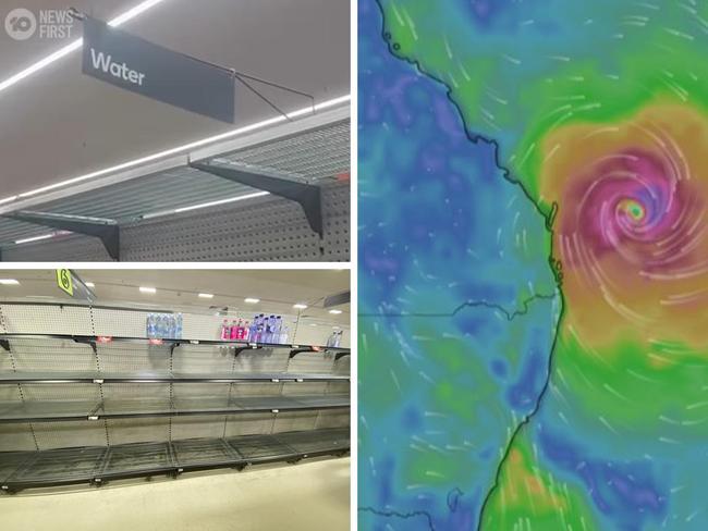 Supermarket shelves across southeast Queensland are being stripped bare amid fresh forecasts Tropical Cyclone Alfred will cross the coast later in the week - bringing intense rainfall and winds in its wake.