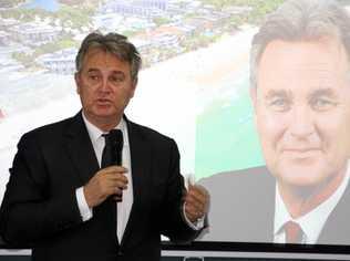 Social commentator Bernard Salt speaking at the UDIA Sunshine Coast breakfast meeting at Maroochy Surf Club. Picture: Erle Levey