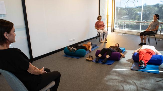 Dr Jennifer Rathjen taking a meditation session. Picture: AAP Image/Julian Andrews