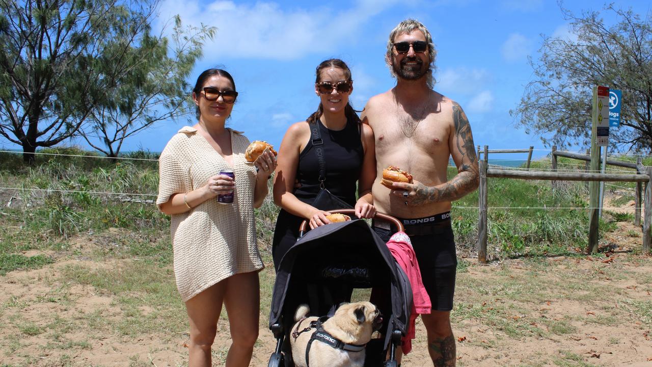 Hannah Snelling, Candace Wallace, Benjamin Besanko and Pebbles enjoyed the Bundaberg Great Australian Bites festival on Australia Day 2024.