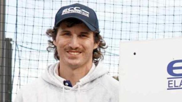 Nicholas Pantzidis in front of the Elaine Cricket Club nets. Picture: Elaine Cricket Club.