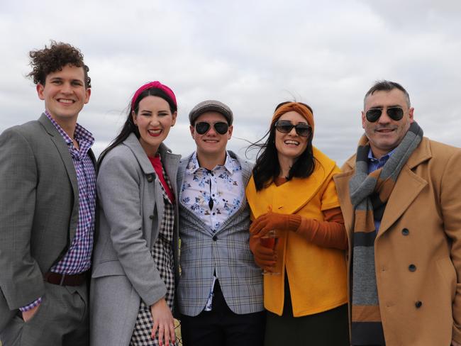 Nathan Atkinson, Lucy Boland, Cooper Morton, Jacinta Boland and Scott Morton at the Ergon Energy 2021 Warwick Picnic Day Races.