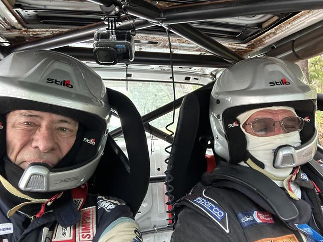 John Connolly (left) and Michael McMicheal competing in the 2024 Adelaide Rally