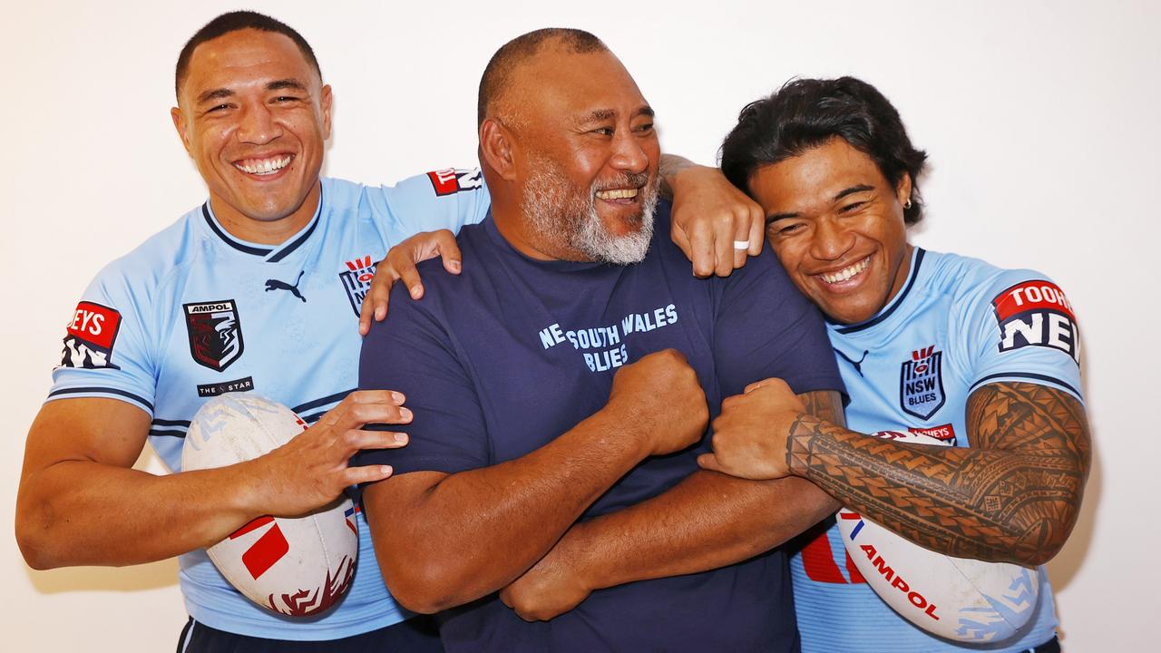 (L-R) Tyson Frizell, Koniseti Liutai and Brian To'o (right). Picture: Sam Ruttyn