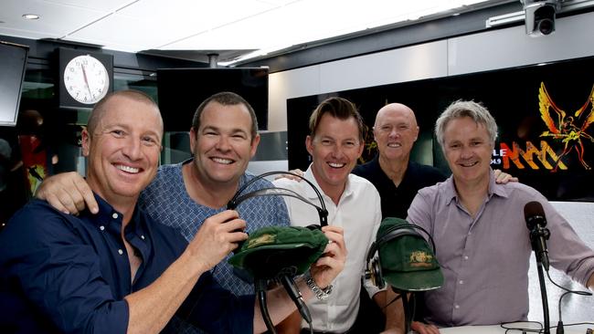 Triple M cricket commentary team Brad Haddin, Gus Worland, Brett Lee, Kerry O'Keeffe and Jules Schiller won’t be continuing on this summer. Picture: Craig Wilson