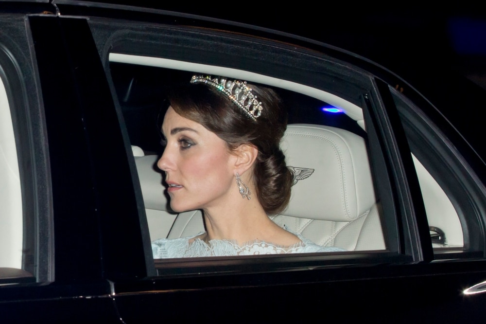 <h2>December 2015</h2><p>Catherine, Duchess of Cambridge, wears the Cambridge Lover&rsquo;s Knot tiara at the annual Diplomatic Reception at Buckingham Palace.</p>