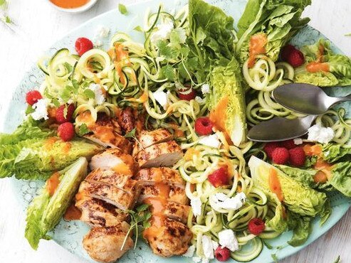 Peri peri chicken and zoodle salad.