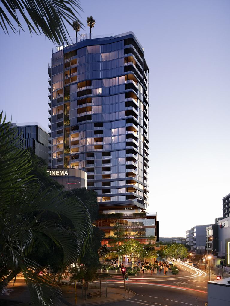 An artist’s impression of a residential tower at the Aviary Toowong.