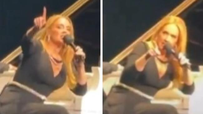 Adele performs on stage in Vegas.