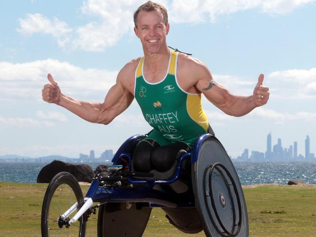 The Australian Paralympic Committee (APC) has officially announced the seven athletes selected to the 2016 Australian Paralympic Triathlon Team at Coolangatta Surf Lifesaving Club today. Photo of local Bill Chaffey. Pic by Richard Gosling