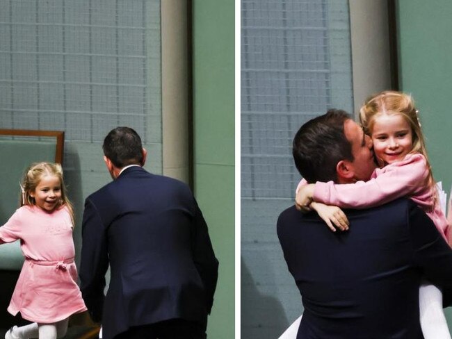 Jim Chalmers is seen with his daughter