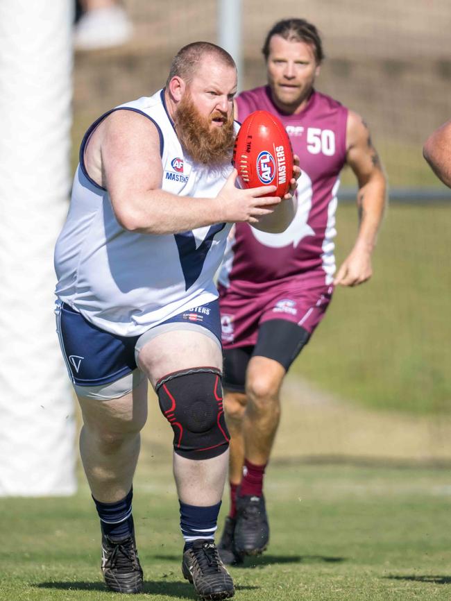 Action from the opening day of the AFL Masters National Carnival. Picture: Dave Gleeson