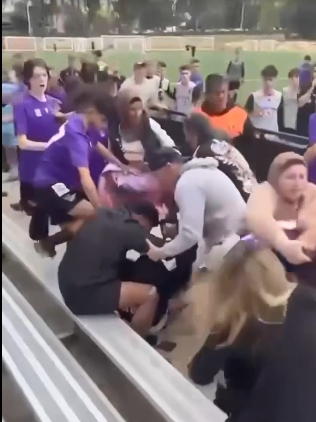 Before spilling over into the stands, where spectators were involved. Photo: Supplied