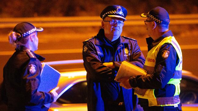 Chief Commissioner Graham Ashton at the scene on Wednesday night. Picture: Mark Stewart