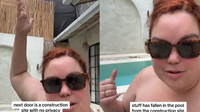 Australian plus-size model and TikTokker CurvySam has slammed a Balinese AirBnB villa she's staying in because of neighbouring construction.