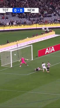 James Maddison scores a goal for the Spurs in Melbourne