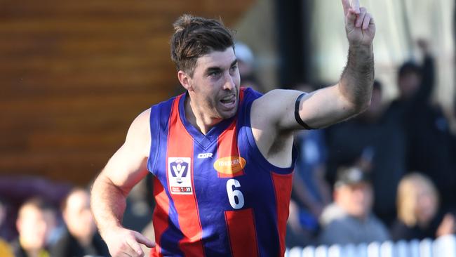 Jordan Lisle of the Boroughs reacts after kicking a goal. Pic: AAP Image/Julian Smith