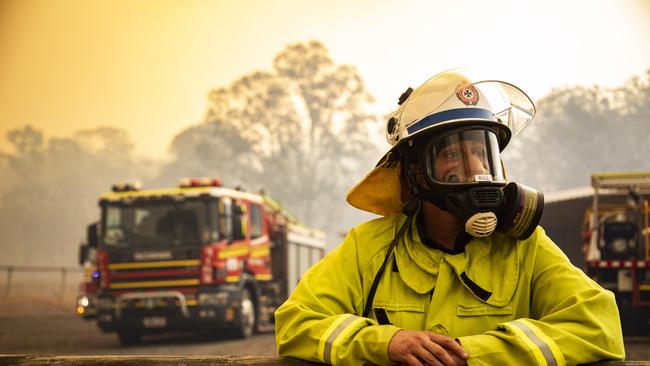 An RFS firefighter battling the November blazes at Boonah. Picture: Supplied