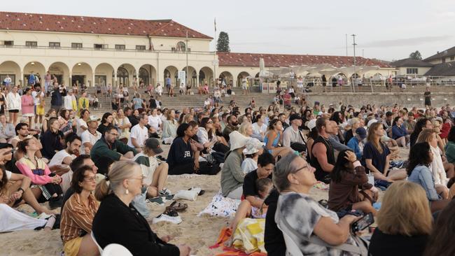 People gather for a 'Dawn Reflection' on Bondi Beach. Picture: Getty Images