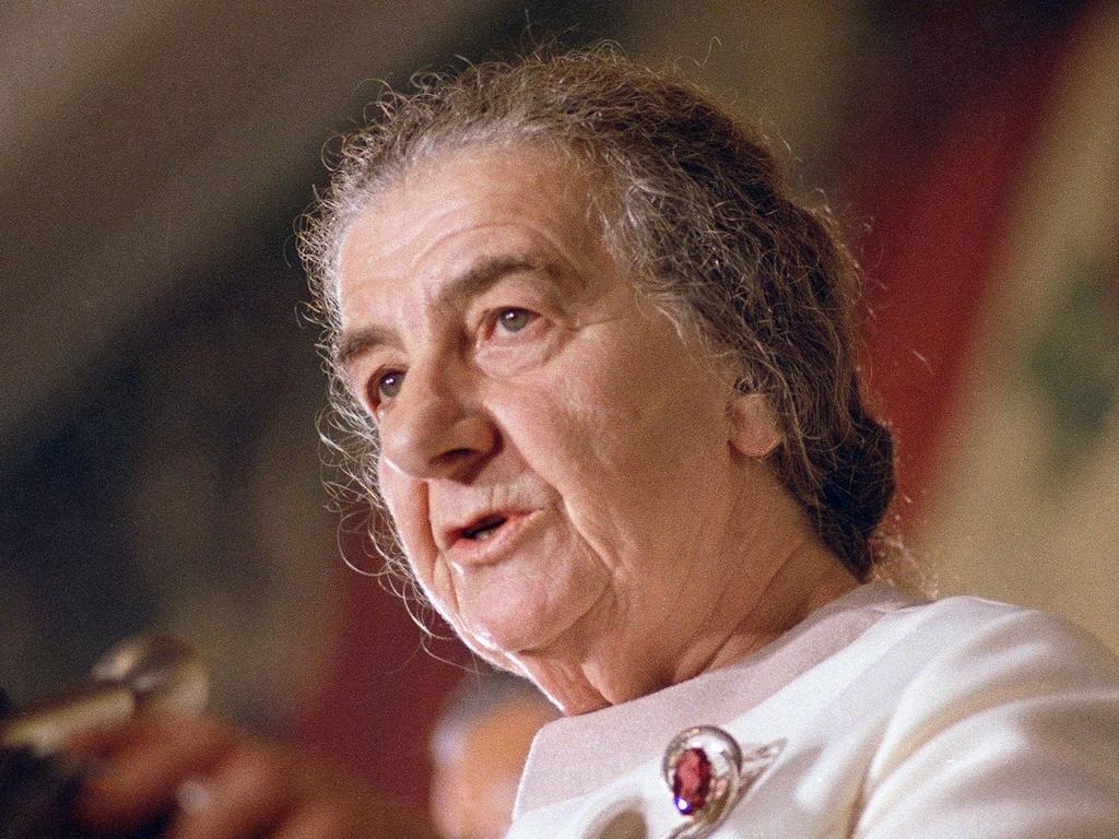 Then-Israeli Prime Minister Golda Meir speaks at the United Nations, Oct. 22, 1970.