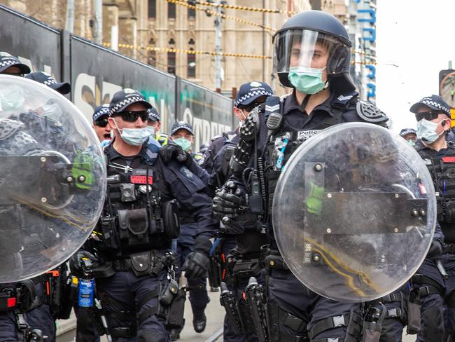 The “Freedom Rally” gathering was held in defiance of public health orders. Picture: NCA NewsWire/Sarah Matray