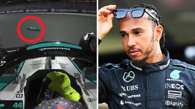 Lewis Hamilton has no luck. Photo: Getty and Twitter @fiagirly.