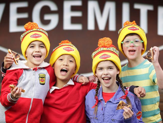 Little Vegemites Cyril 7, Xavier 11, Ava, 10, and Albie, 7, are the new faces of Vegemite. Picture: David Caird