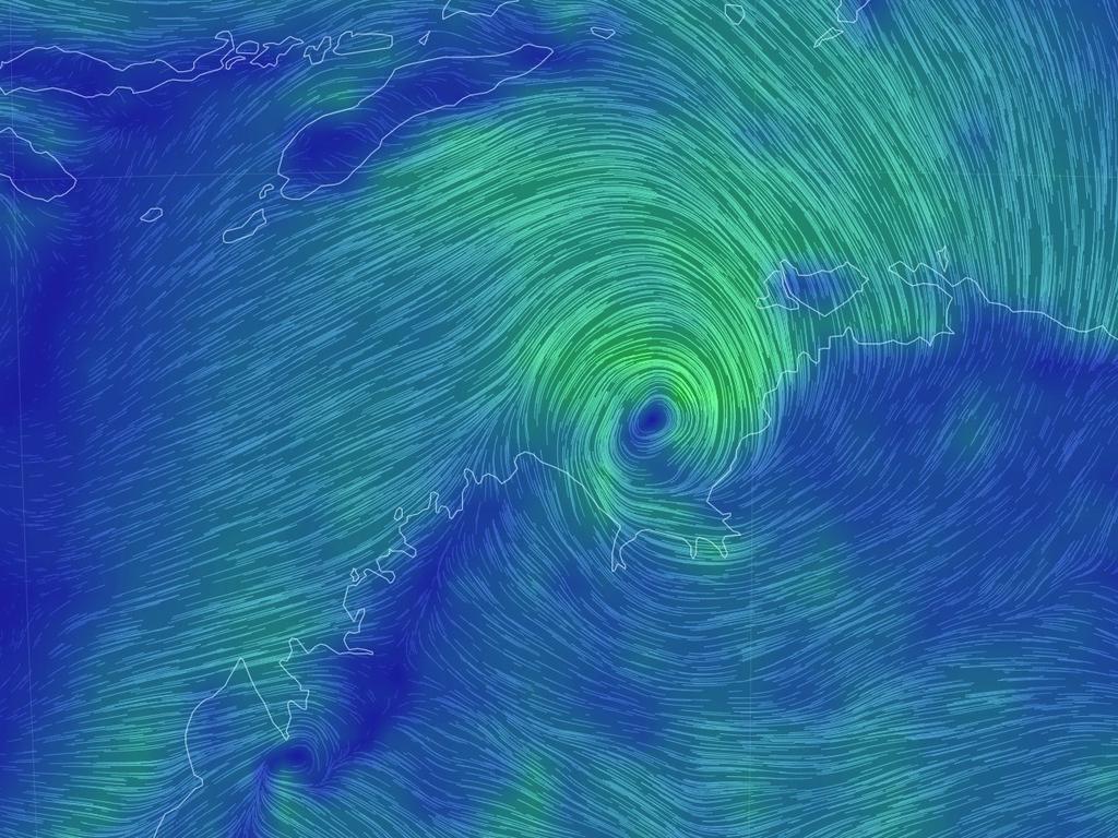 The winds spinning late on Thursday off the Northern Territory coast. Picture: Windy.