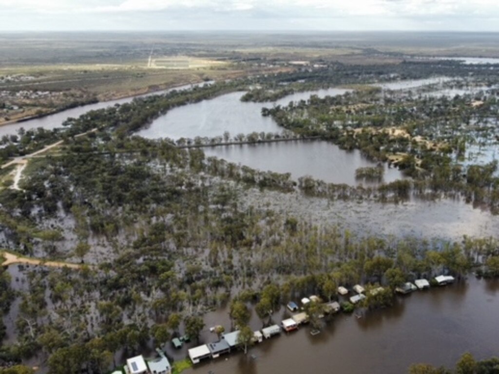 Drone shots of a flooded River Murray near Morgan, SA, on November 15. Pictures: Cody Campbell