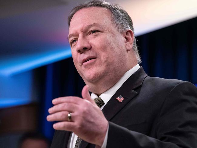 (FILES) In this file photo US Secretary of State Mike Pompeo speaks at a press briefing at the State Department in Washington, DC, on April 22, 2020. - US Secretary of State Mike Pompeo charged April 23, 2020 that China may have known of the new coronavirus as early as November, renewing accusations that Beijing has not been transparent. 