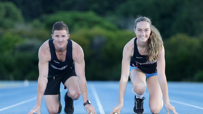 Murray Goodwin and Ellie Beers during training. Picture: Tertius Pickard