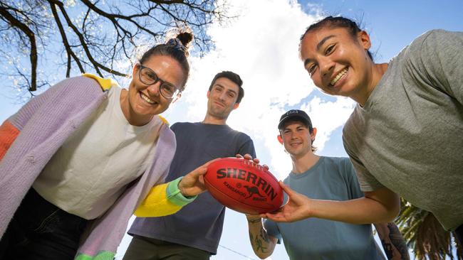 AFL players Emma Kearney, Tom Campbell and Jasper Pittard and Darcy Vescio. Picture: Tony Gough